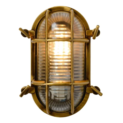 Настенный светильник Dudley 11891/20/02 Lucide уличный IP65 латунь матовый золото 1 лампа, плафон прозрачный в стиле современный винтаж E27 фото 3